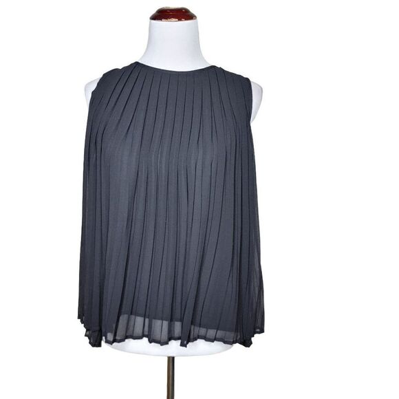 Zara Basic Pleated Sheer Sleeveless Blouse Black Size Small - Picture 14 of 14